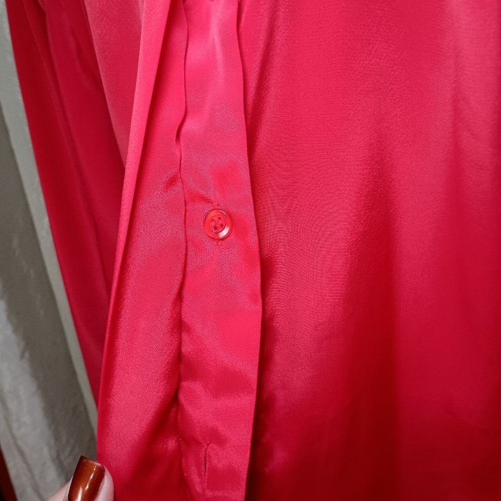 Fitting Image Vintage Red Structured Blouse Size 18 - Picture 6 of 11
